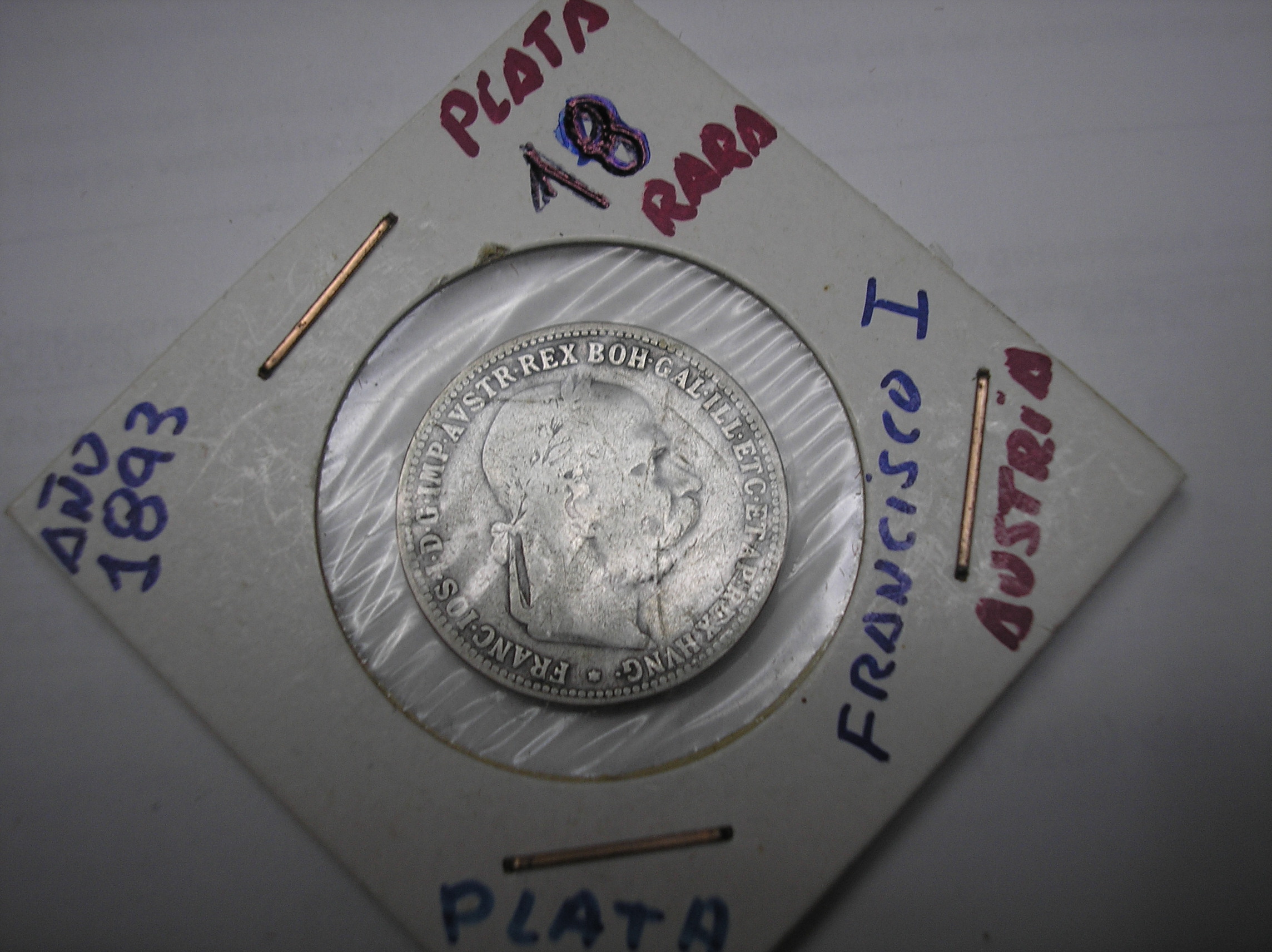 AUSTRIA, 1 CORONA DE PLATA DE 1893