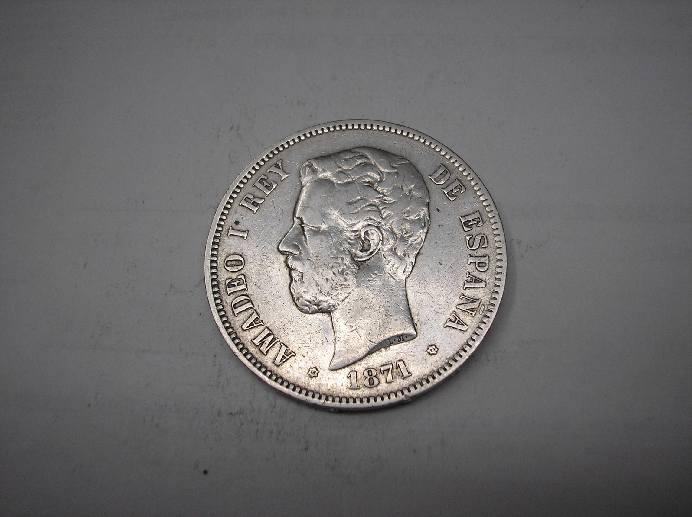 5 PESETAS DE PLATA DE 1871. 18-71. REY AMADEO I