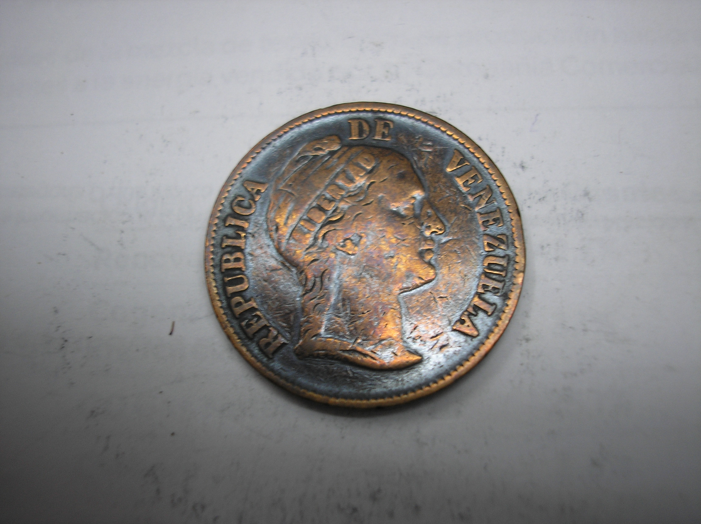 VENEZUELA, 1 CENTAVO DE COBRE DE 1863