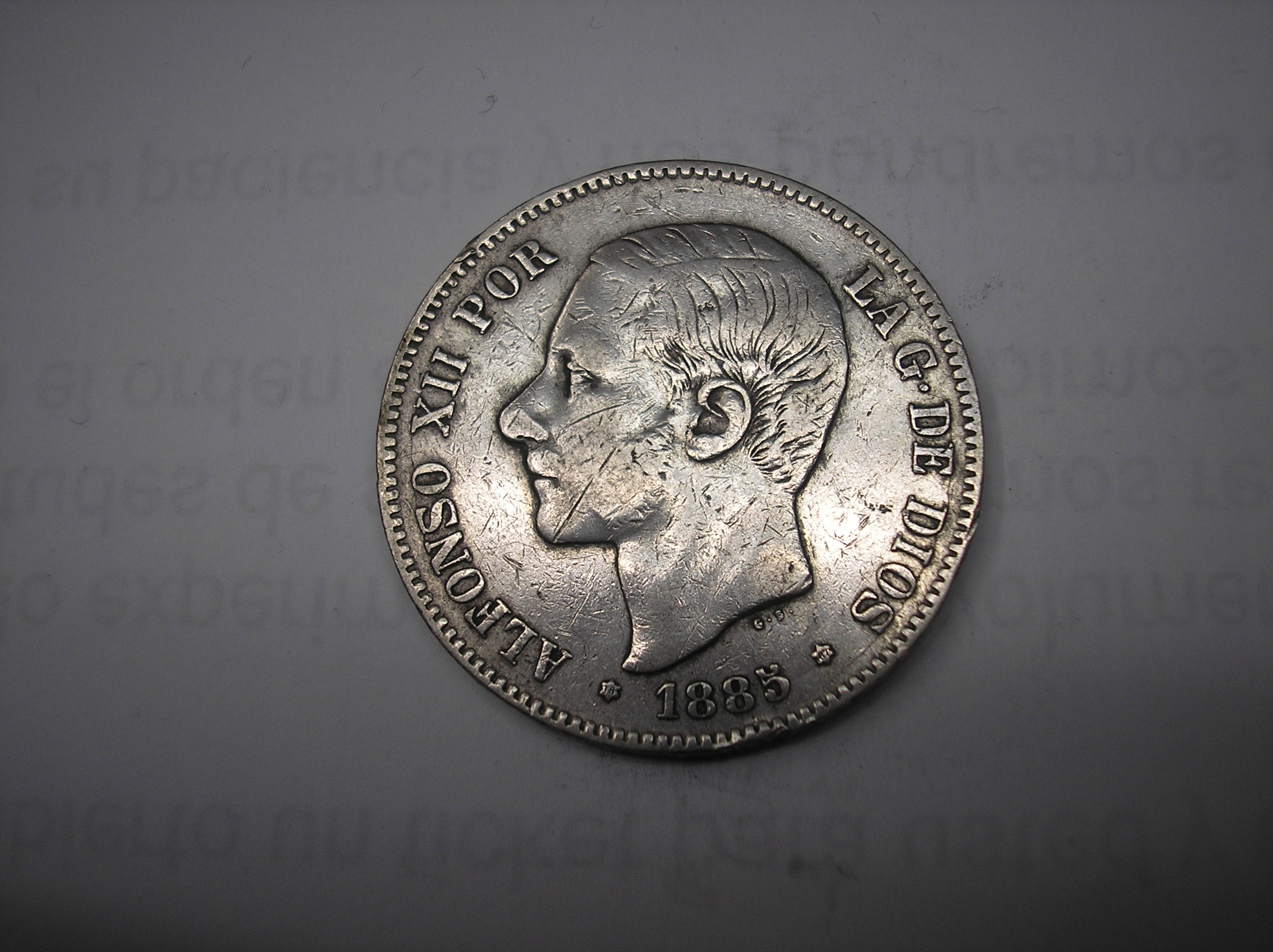 5 PESETAS DE PLATA DE 1885. 18-87 ALFONSO XII.