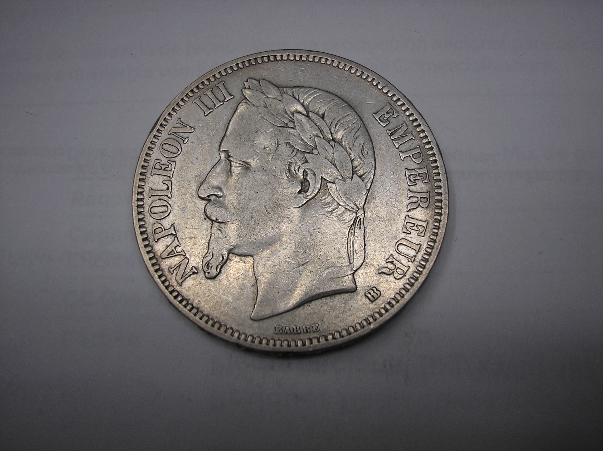 FRANCIA, 5 FRANCOS DE PLATA DE 1868 BB