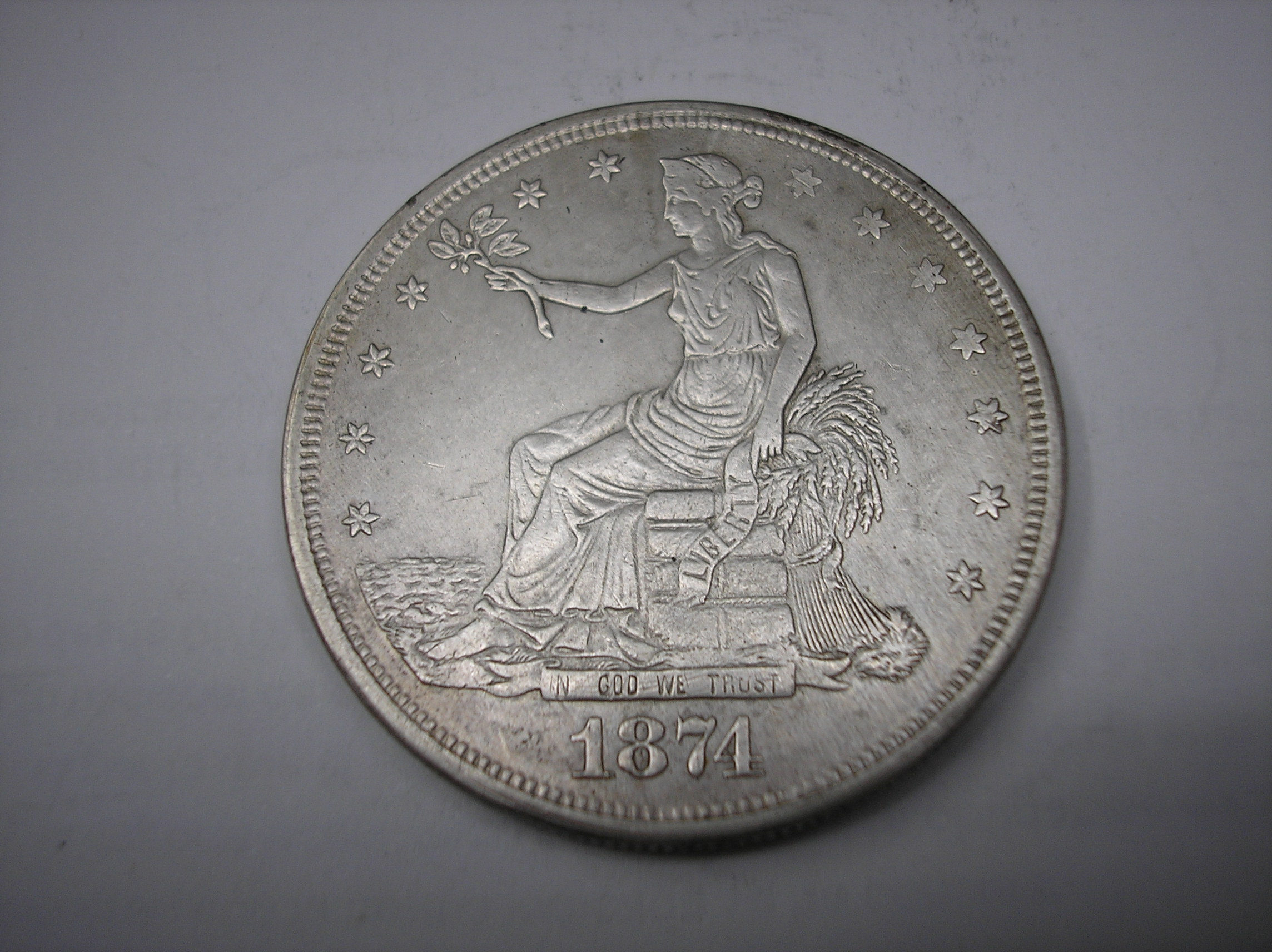 USA, DOLAR DE PLATA DE 1874CC. TRADE DOLAR