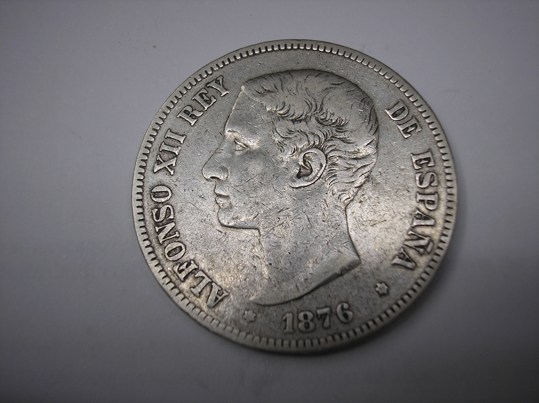 5 PESETAS DE PLATA DE 1876.-- 76. REY ALFONSO XII