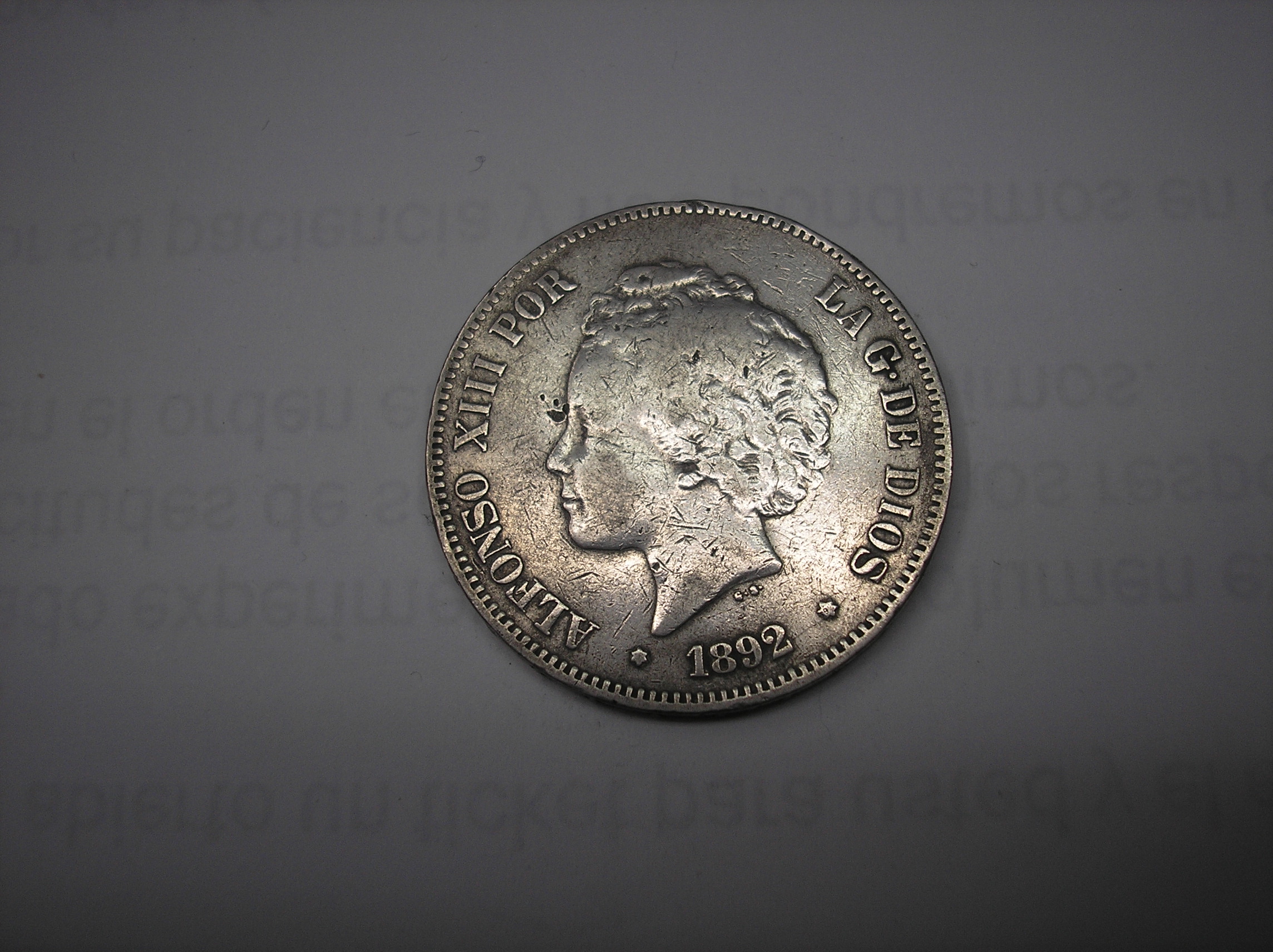 5 PESETAS DE PLATA DE 1892. -- 9-.  ALFONSO XIII