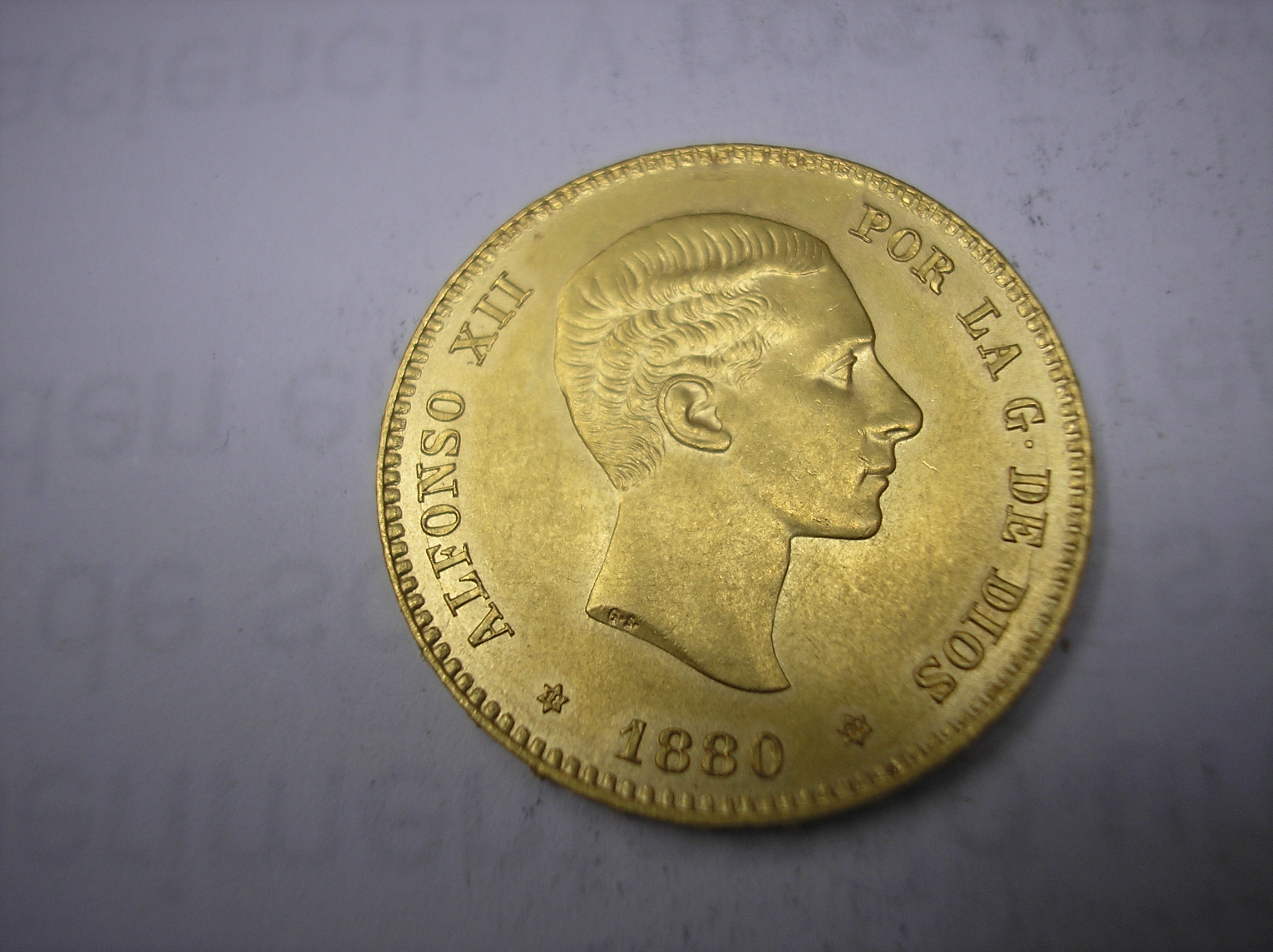 25 PESETAS DE ORO DE 1880. 18-80. ALFONSO XII