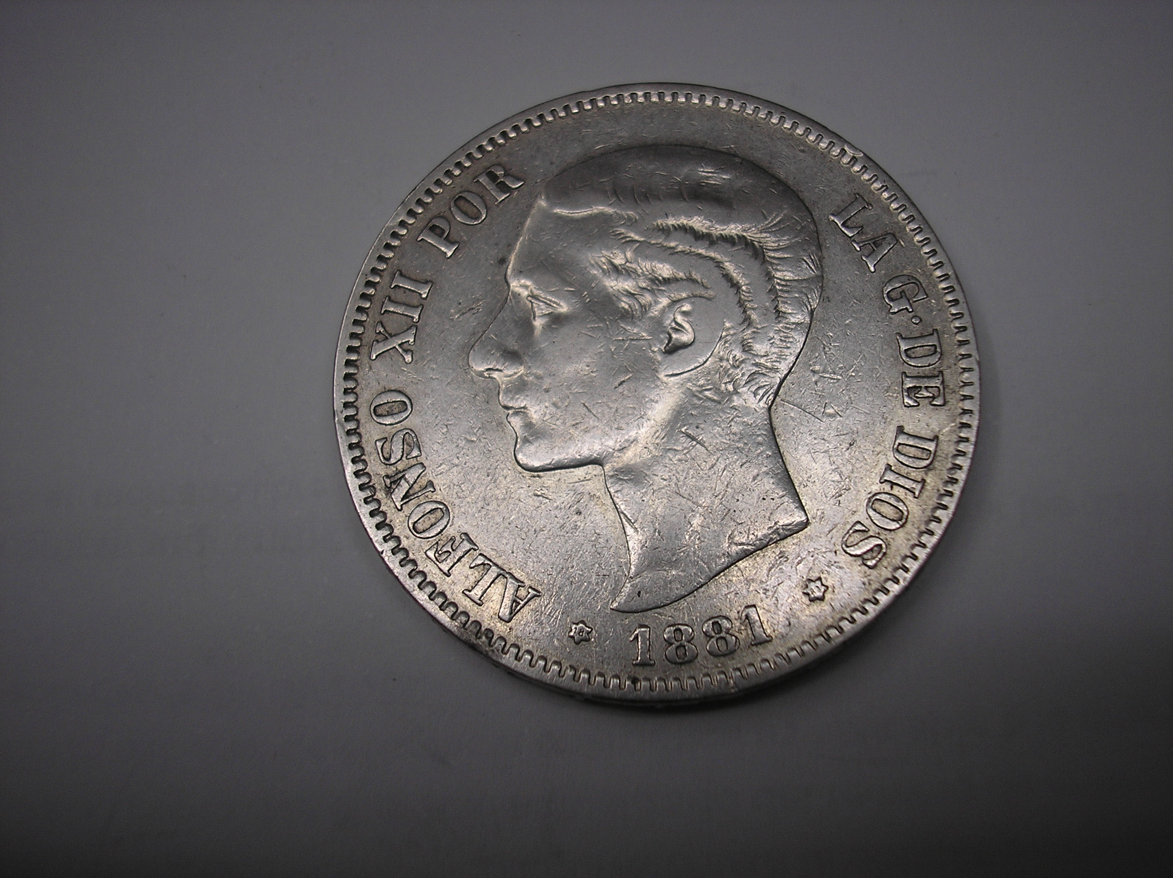 5 PESETAS DE PLATA DE 1881. 18-81.REY ALFONSO XII