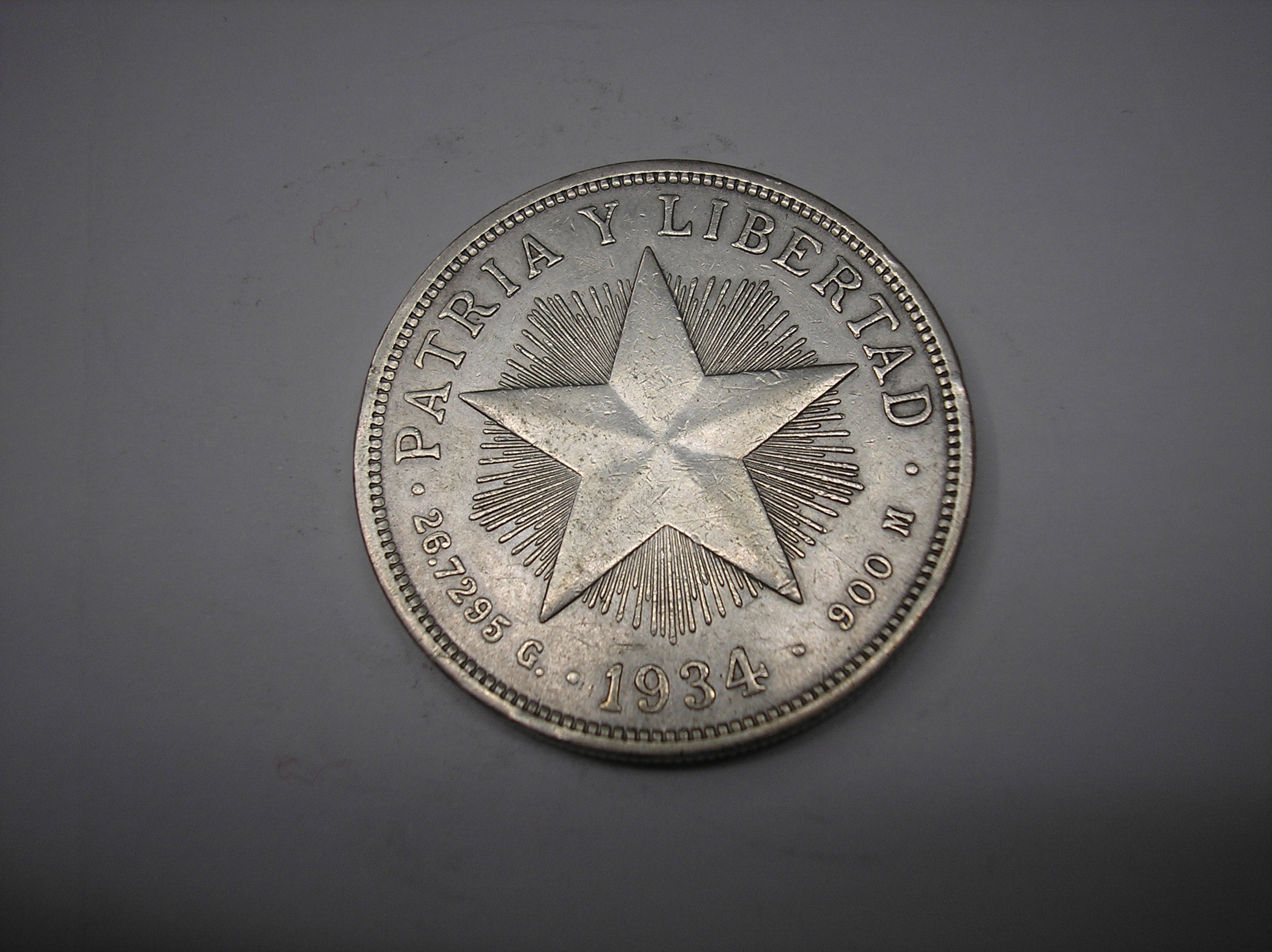CUBA 1 PESO PLATA 1934 