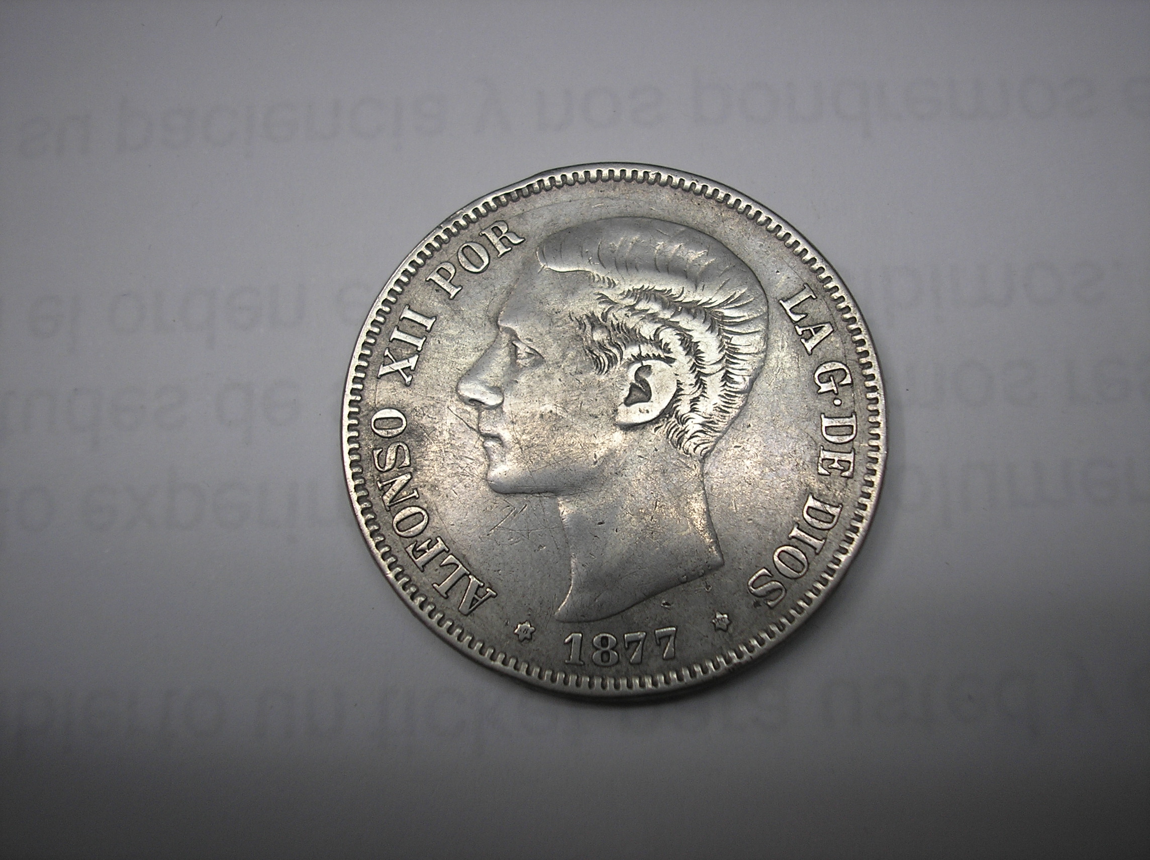 5 PESETAS DE PLATA DE 1877 18-77.ALFONSO XII