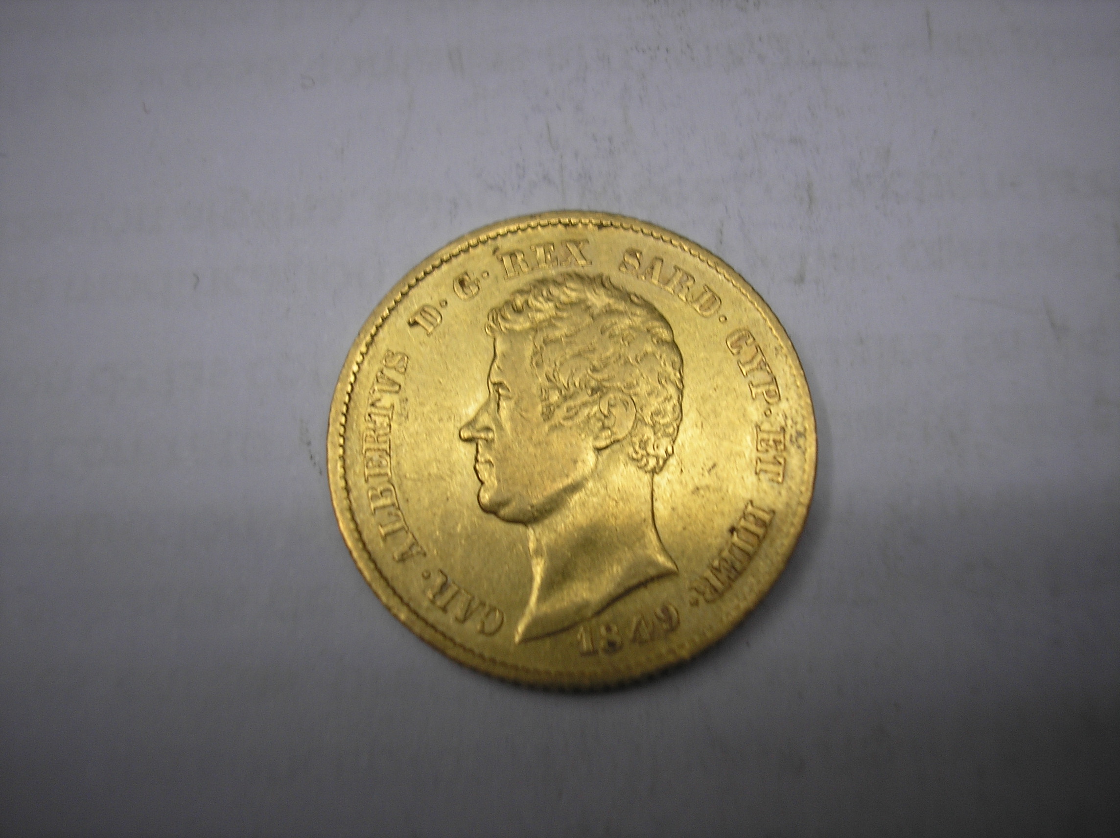 ITALIA, SARDINIA.20 LIRAS DE ORO DE 1849.CARLOS ALBERTO