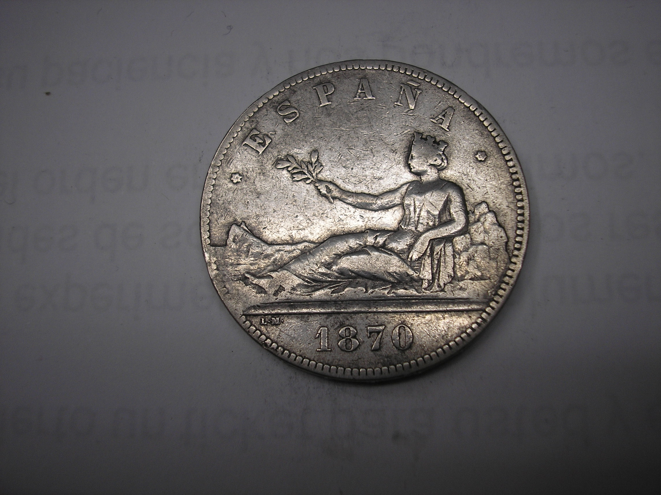 5 PESETAS DE PLATA DE 1870. -8 --.1� REPUBLICA