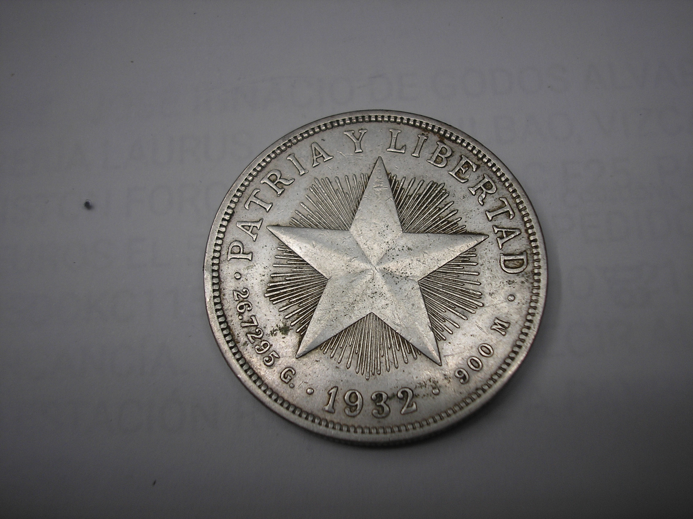 CUBA, 1 PESO DE PLATA DE 1932  .REPUBLICA