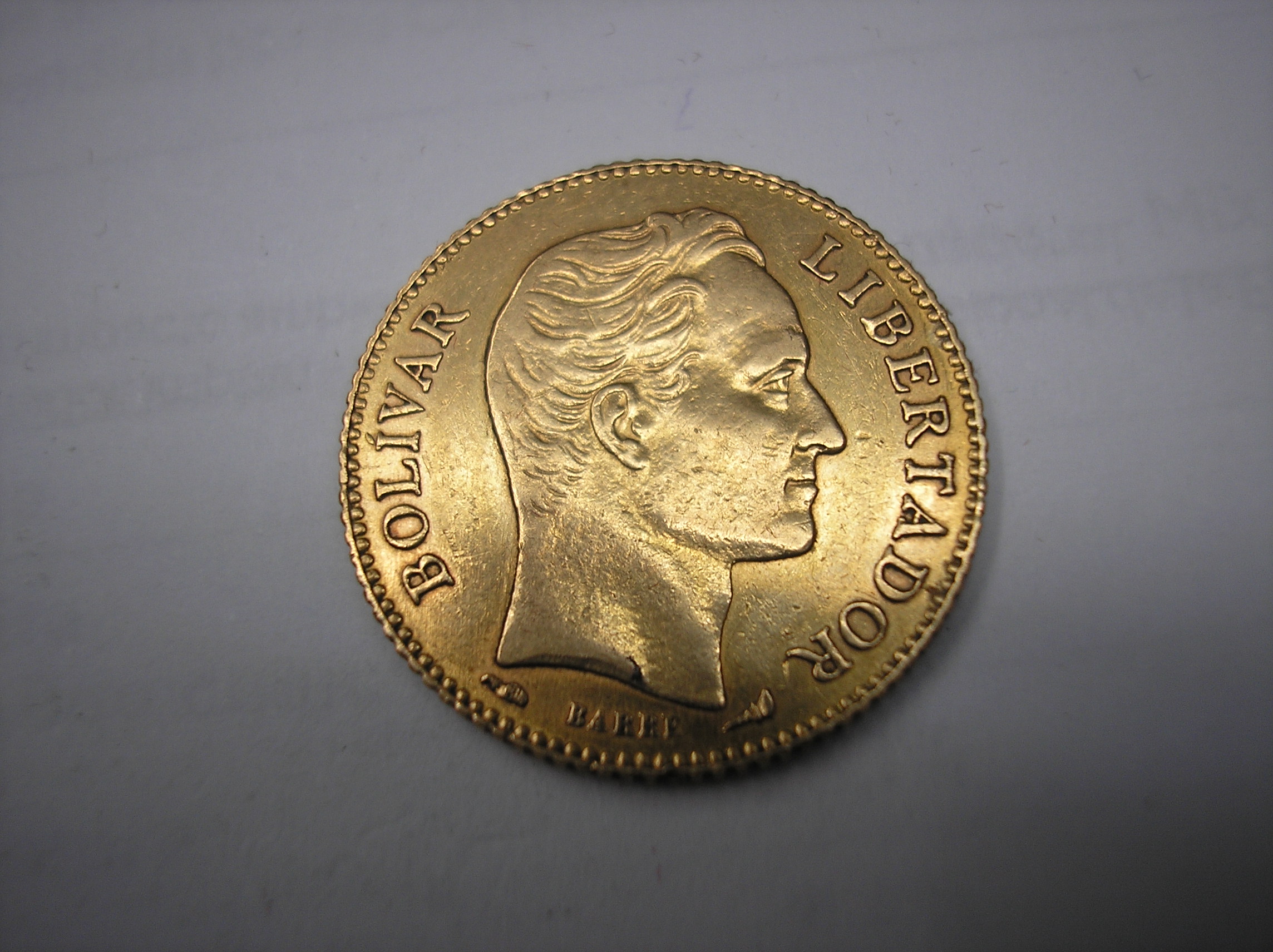 VENEZUELA. 20 BOLIVARES DE ORO DE 1910