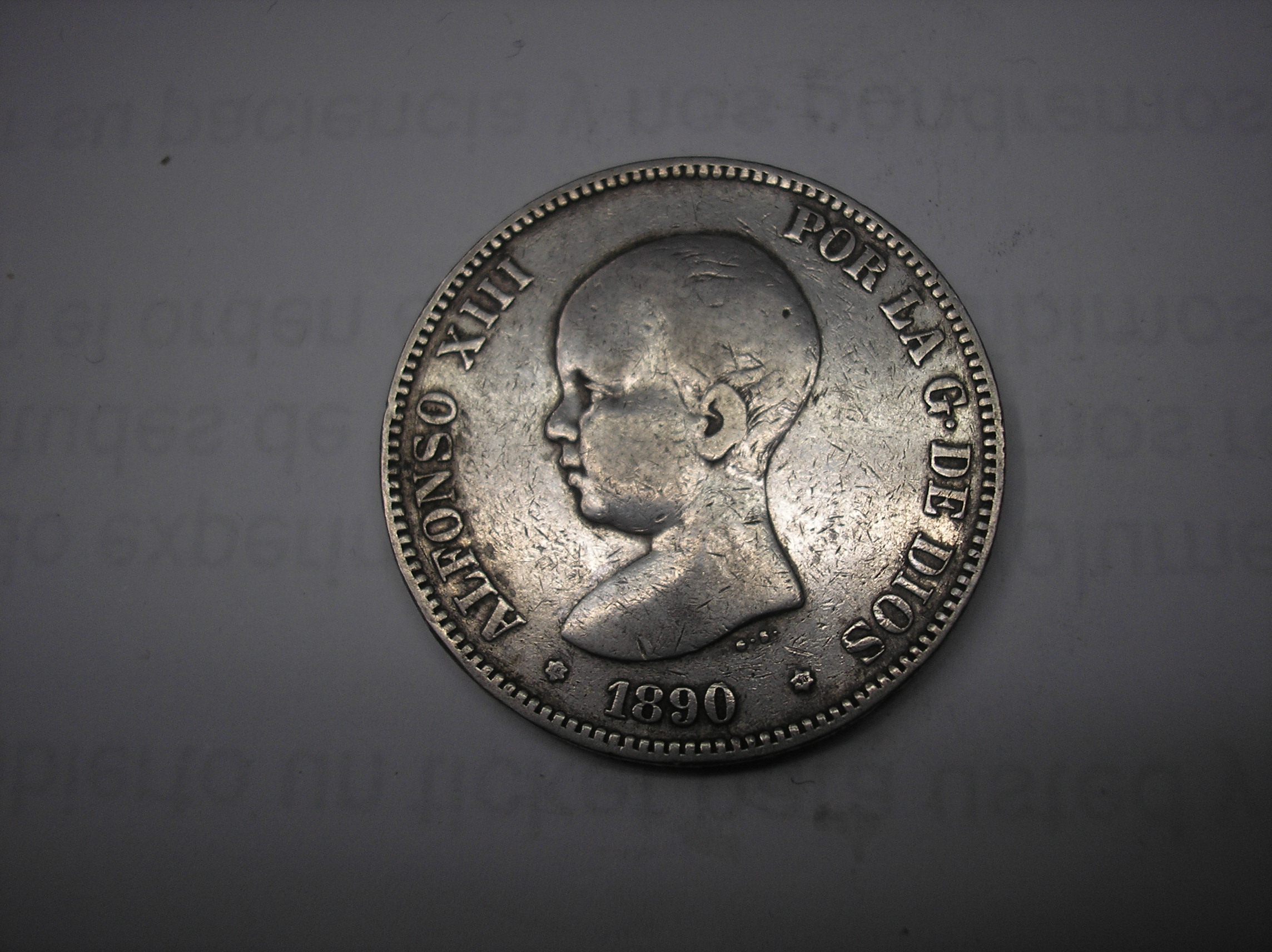 5 PESETAS DE PLATA DE 1890. 18-90 MPM ALFONSO XIII.