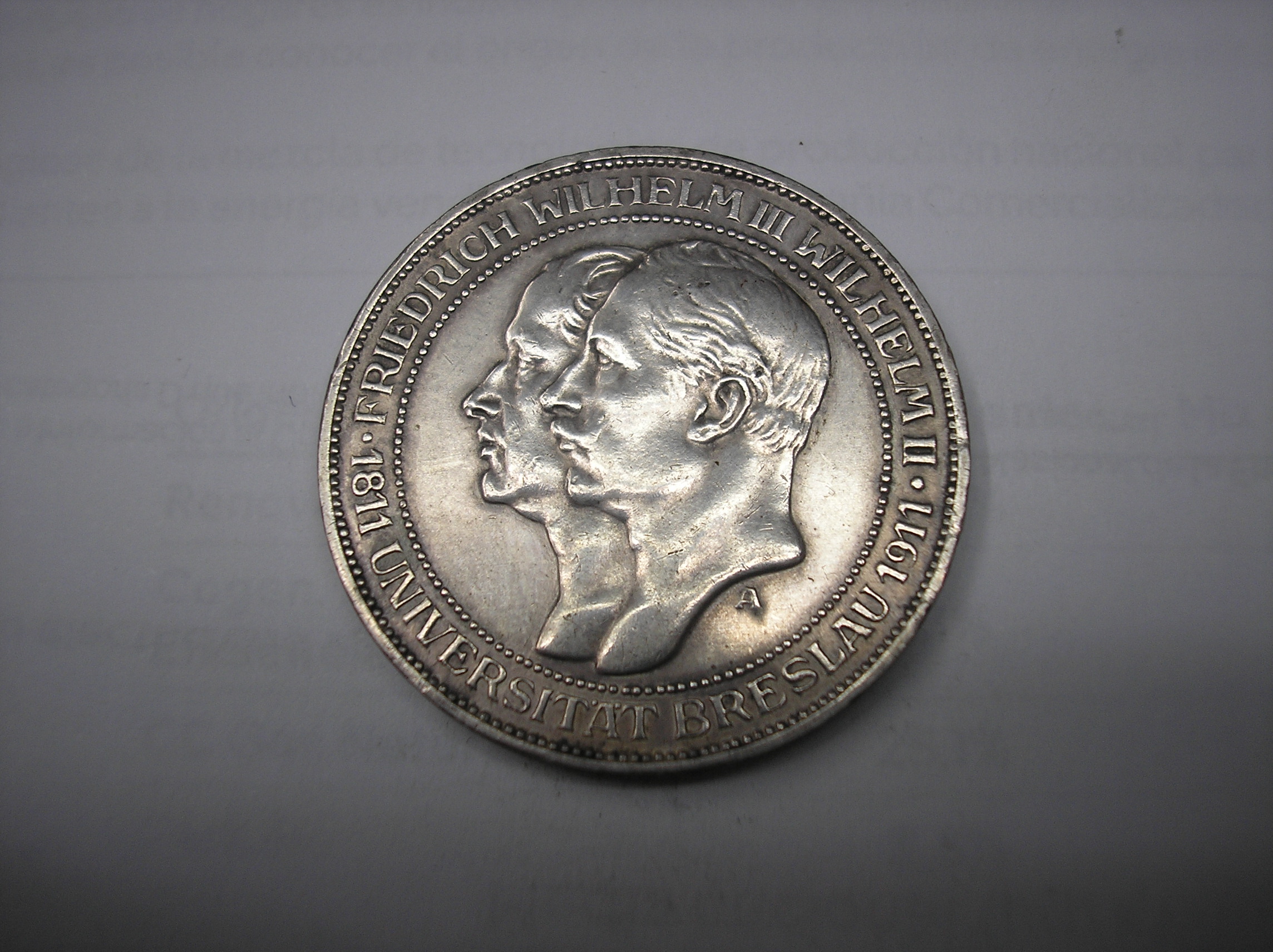 ALEMANIA, PRUSIA. 3 MARCOS DE PLATA DE 1911 A