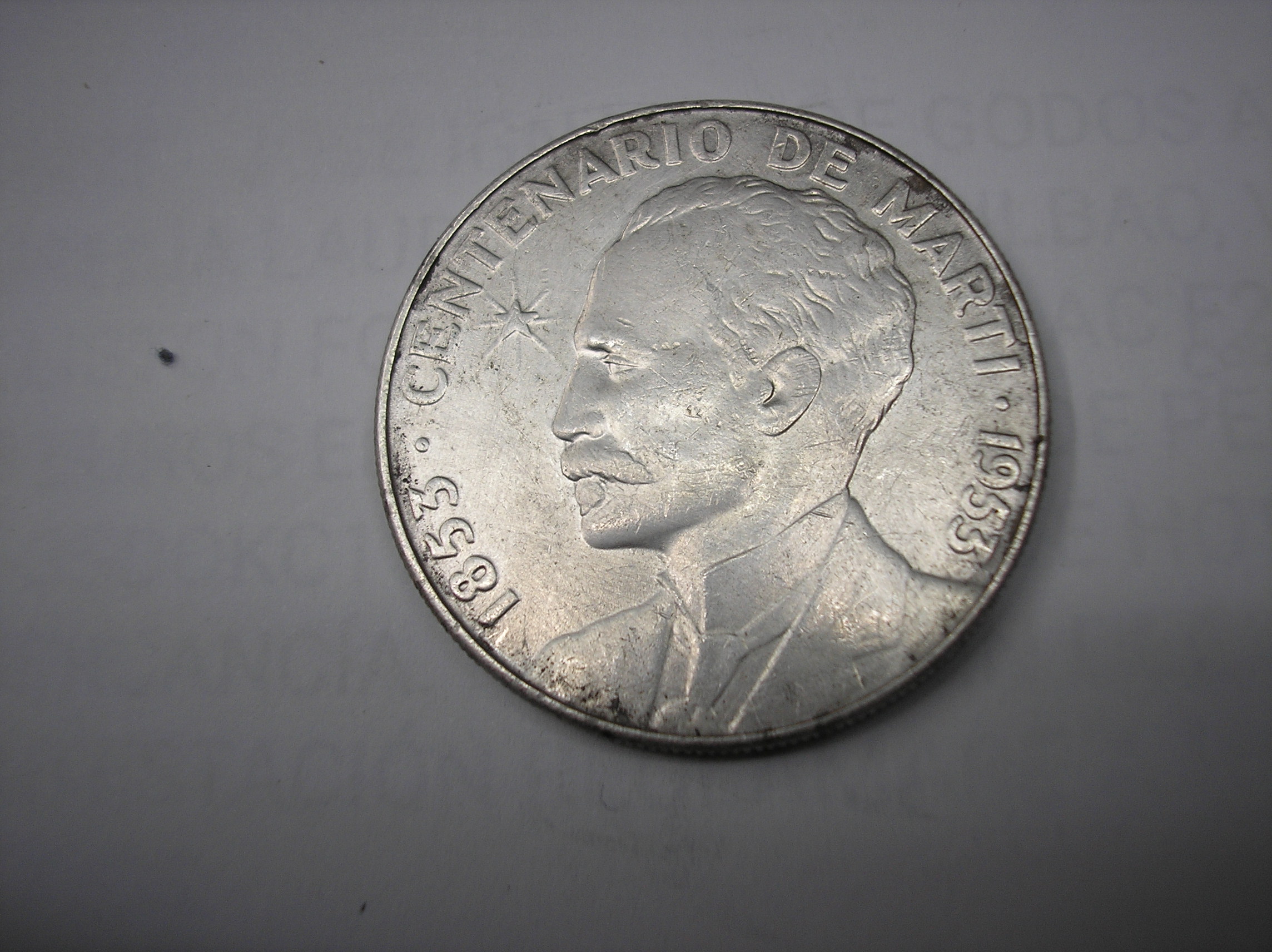 CUBA, 1 PESO DE PLATA DE 1953  .REPUBLICA. JOS� MARTI