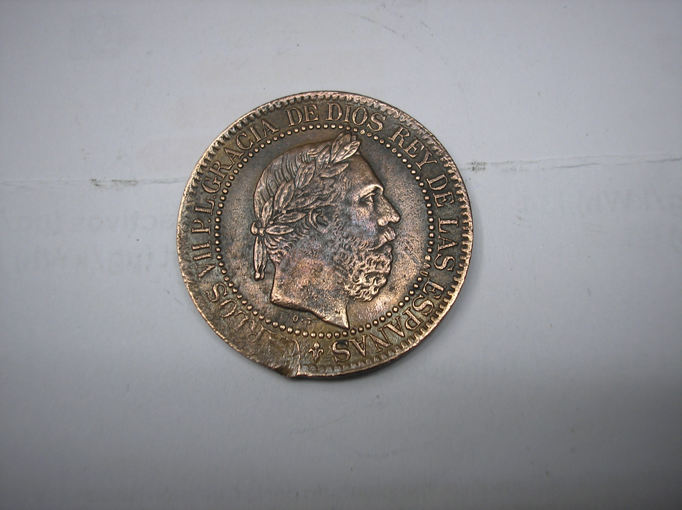 10 CENTIMOS DE COBRE DE 1875. REY CARLISTA ,CARLOS VII