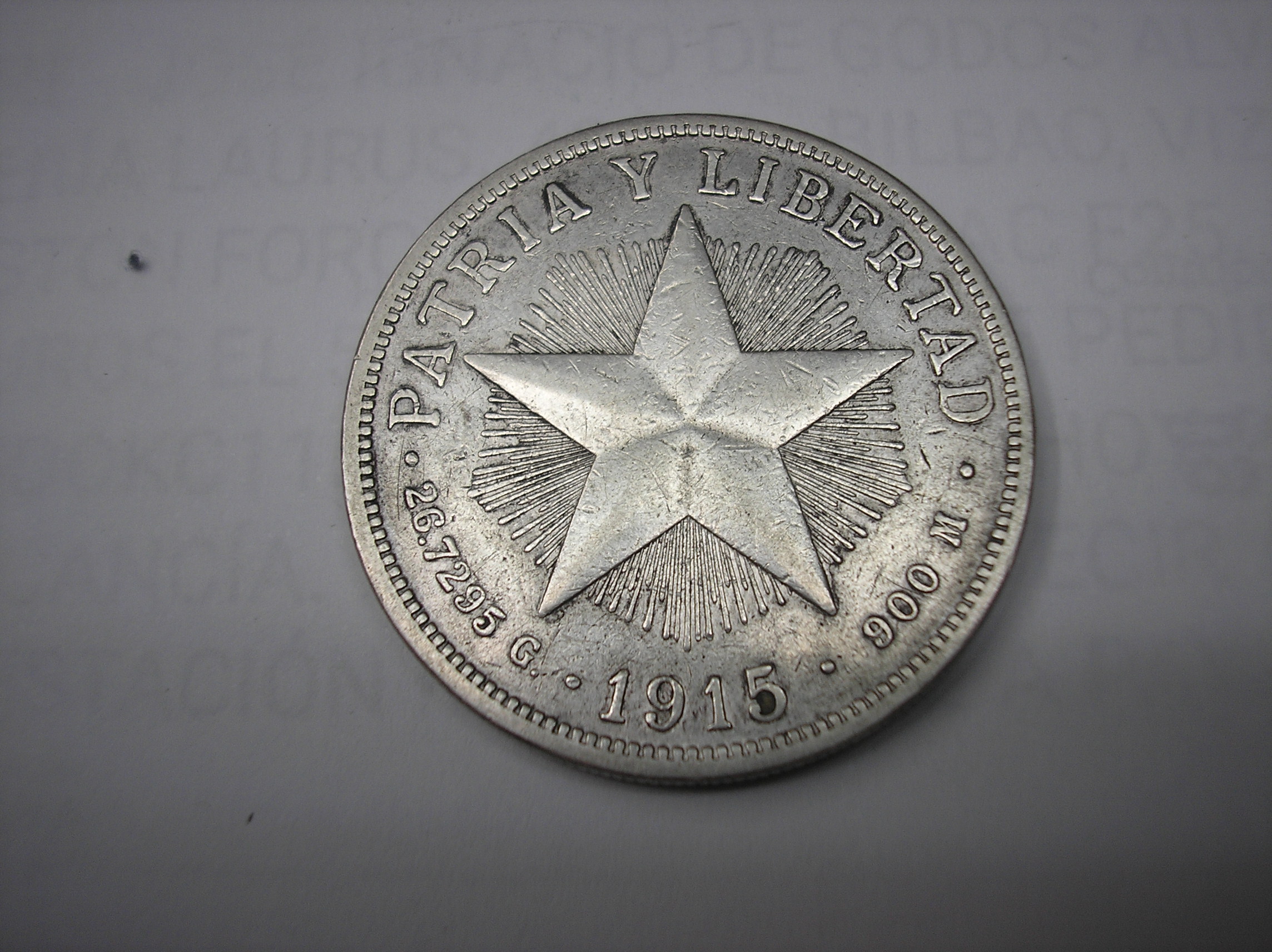 CUBA, 1 PESO DE PLATA DE 1915.REPUBLICA