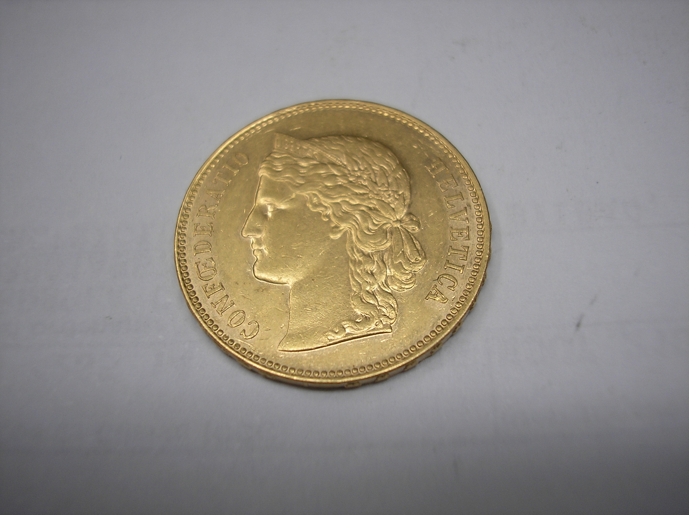 SUIZA, 20 FRANCOS DE ORO DE 1896 B