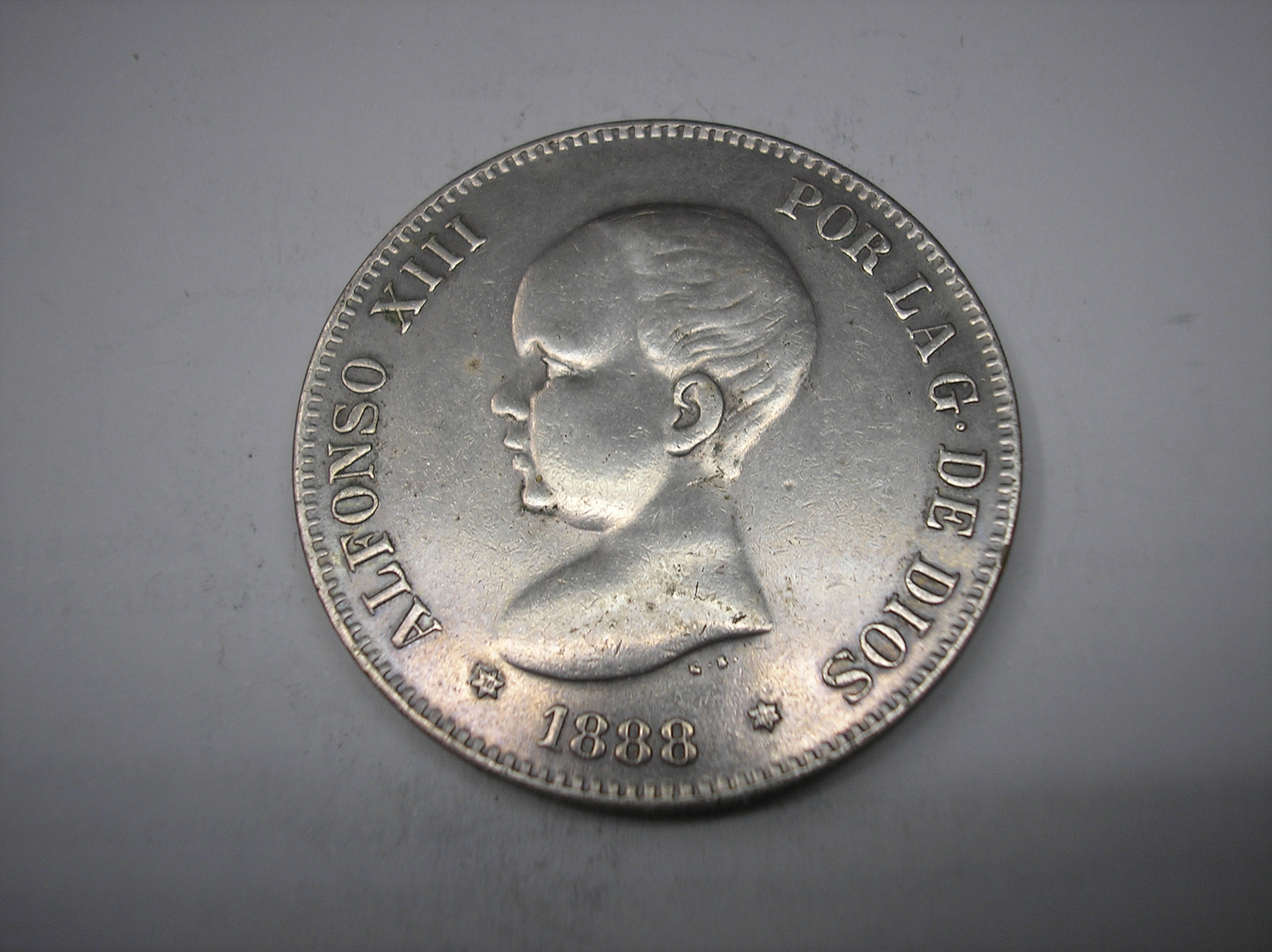 5 PESETAS DE 1888 .18-88 MSM. COPIA.REY ALFONSO XIII