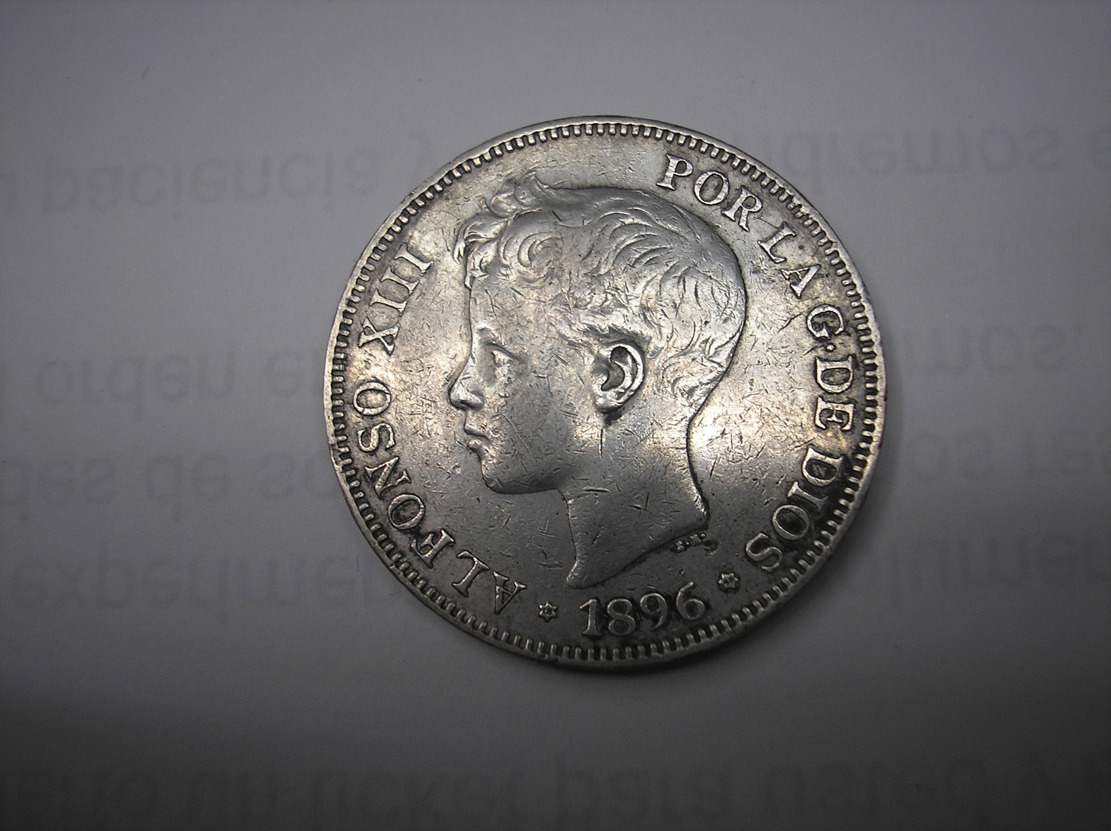 5 PESETAS DE PLATA DE 1896.18-96. ALFONSO XIII