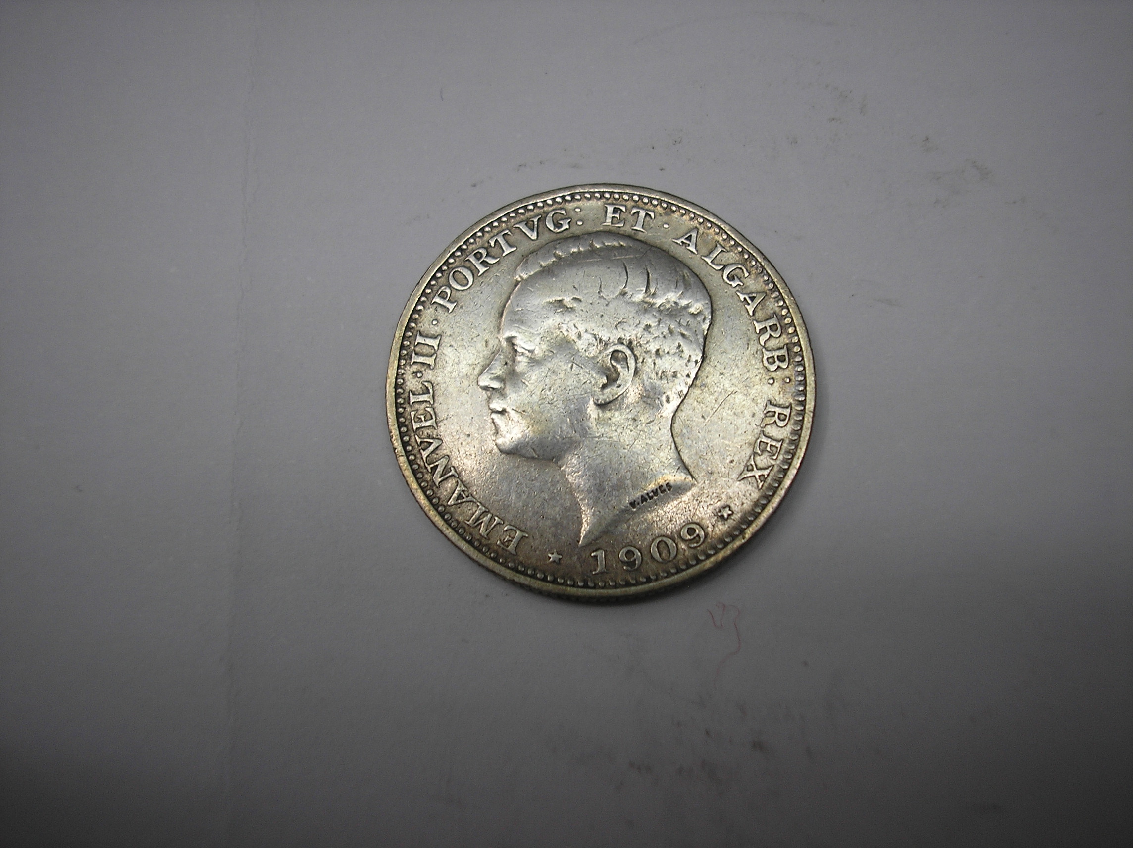 PORTUGAL 200 REIS PLATA 1909 REY MANUEL II